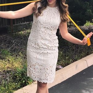 White lace midi dress